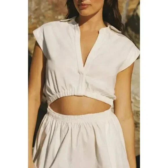 NWT Anthropologie Dress Womens Size Medium White Mini Cut Out - Picture 2 of 10